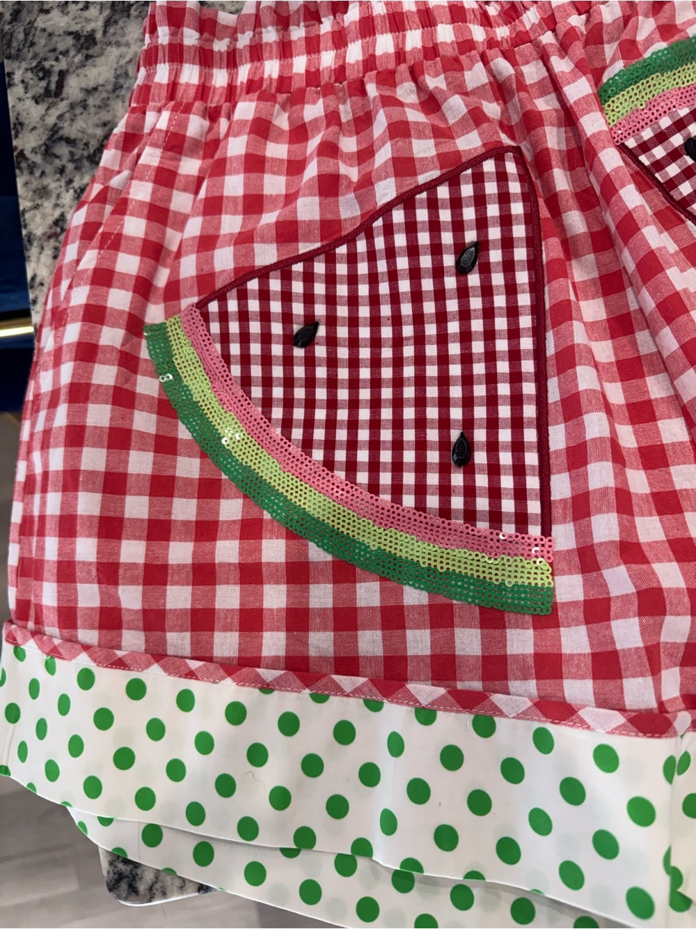 QUEEN OF SPARKLES Red Gingham Watermelon Patch Shorts - Picture 5 of 5
